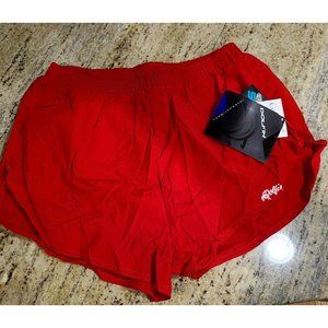 Vtg Dolfin Men's M Red Nylon Swimwear Shorts Built in Brief Liner Pocket Beach